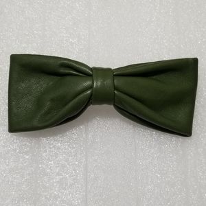 Giant Green Leather Hair Bow Barrette 5.5"x2.25"
